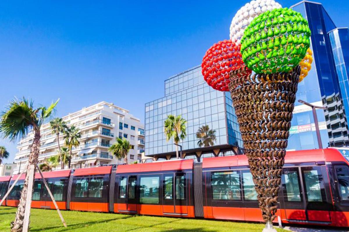 New: the tram outside the hotel makes exploring Nice a breeze!