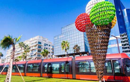 New: the tram outside the hotel makes exploring Nice a breeze!