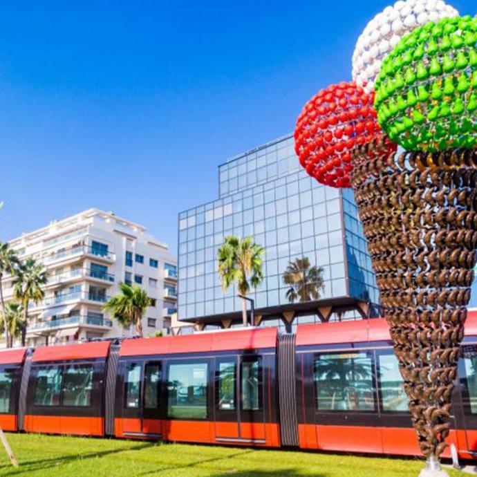 New: the tram outside the hotel makes exploring Nice a breeze!